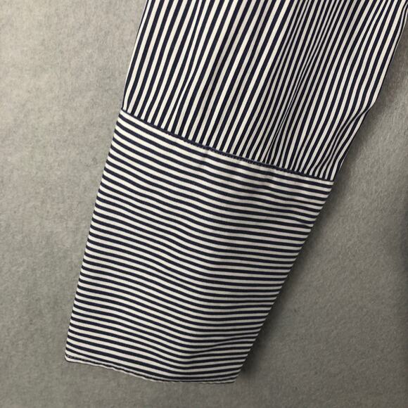 J. Crew Button-Up Top Women’s Size 2 Endless Stripe Navy Blue - Picture 5 of 9